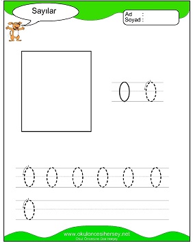 okul öncesi 1 sayısı çizgi çalışması